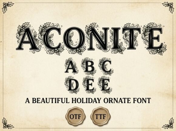 Aconite: A Vintage Winter Typeface for Elegant Editorial Design